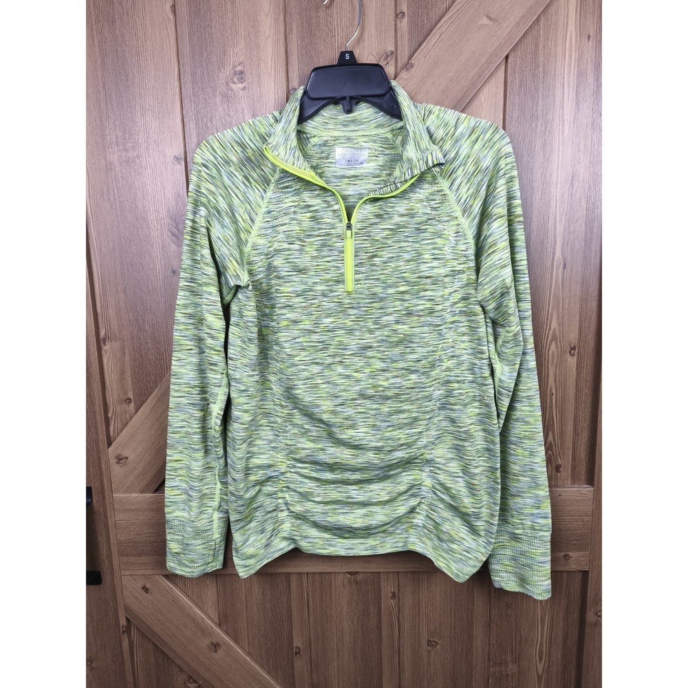 Athleta Space Dye Quarter Zip Pullover Womens XL Green Running Top